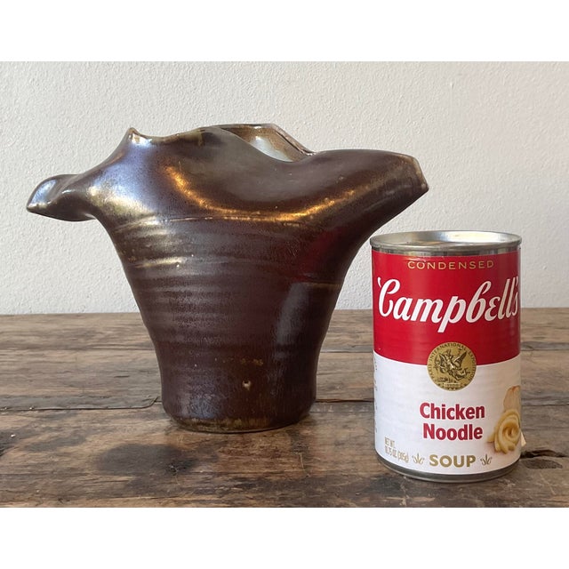 Mid-Century Modern Vintage Original Studio Pottery Fold Vase For Sale - Image 3 of 12