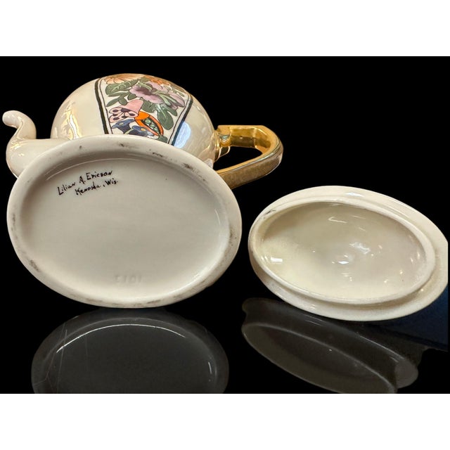 1900 - 1909 Lenox Belleek, Coffee Pot, Creamer, & Sugar, Artist Signed, 1889-1906 For Sale - Image 5 of 10