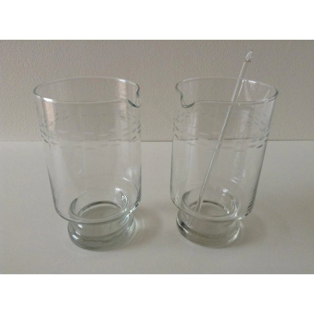 Vintage C.1960's Mid-Century Etched Cocktail Martini Mixers- a Pair For Sale - Image 4 of 5