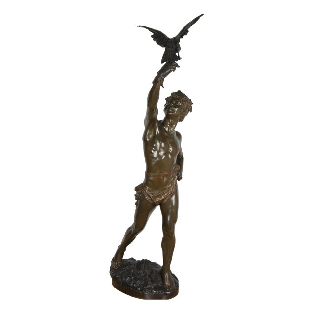 Georges Marie Valentin Bareau, The Falconer, Late 1800s, Bronze For Sale