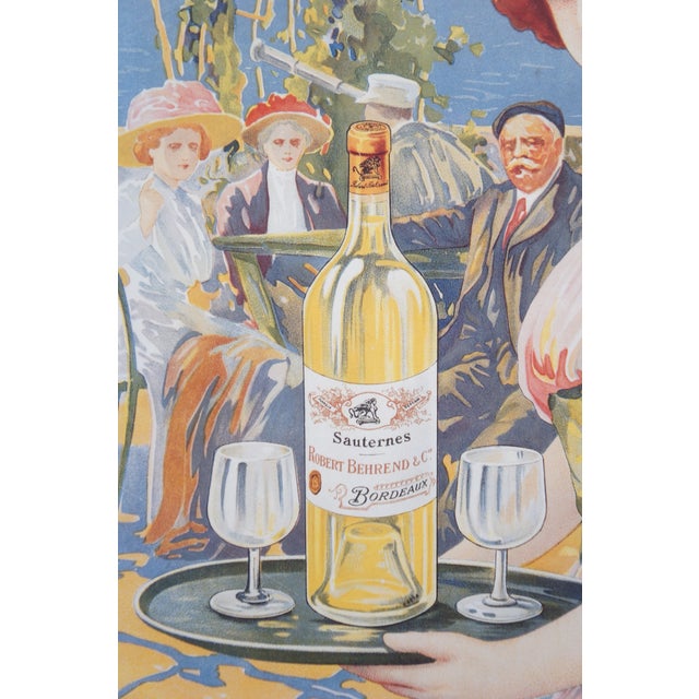 1900 - 1909 French Grands Vins De Bordeaux Robert Behrend & Cie Wine Poster 33" For Sale - Image 6 of 12