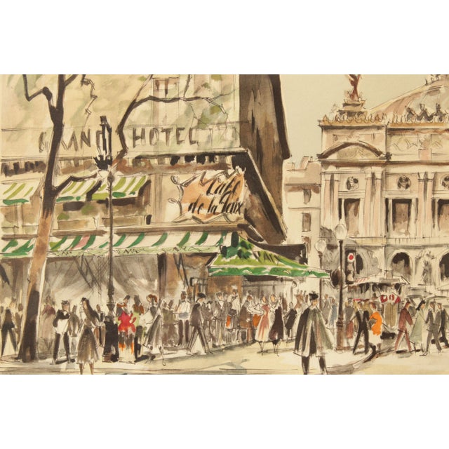 Franz Herbelot Parisian Cafe Street Scene Lithograph For Sale - Image 4 of 13