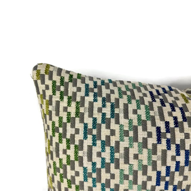 Jane Churchill Iggy in Blue and Green Lumbar Pillow Cover - 12" X 20" Silver Sage Velvet Rectangle Cushion Case For Sale - Image 4 of 5