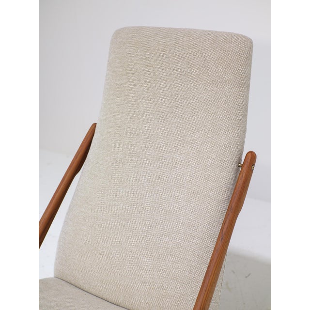 Beige Boomerang Rocking Chair attributed to Mogens Kold in Teak, Denmark 1960s For Sale - Image 8 of 13