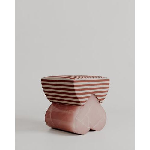 Contemporary Pink Marble Heart-Shaped Cushion Amarino Seat by Esther Knopfler For Sale - Image 3 of 17