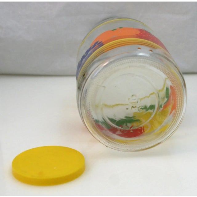 Glass Vintage 1970s Jeannette Glass Colorful Fruit Lidded Quart Beverage Juice Bottle For Sale - Image 7 of 10
