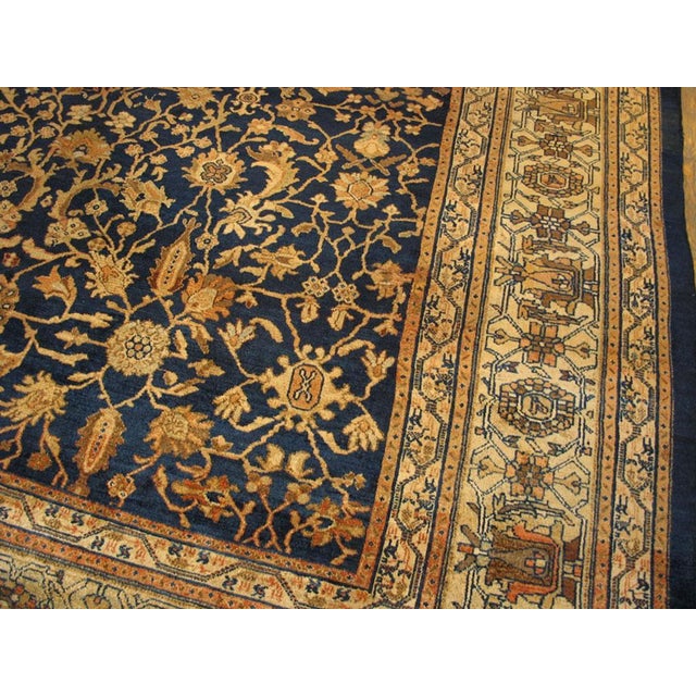 Early 20th Century Superb Blue-Navy Background Color With Floral Design Antique Persian Malayer Rug For Sale - Image 5 of 5