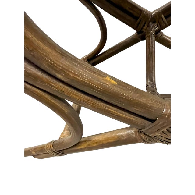 Brown Vintage Woven Rattan & Bamboo Stool With Sculptural Loop Base For Sale - Image 8 of 18