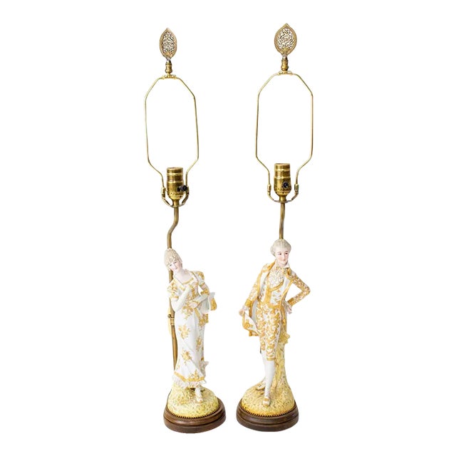 20th Century Courting Couple Bisque Figural Lamps a Pair Chairish