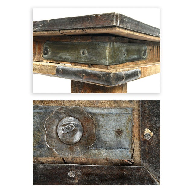 Carved and Studded Wooden Dining Table, 1940s For Sale - Image 6 of 8