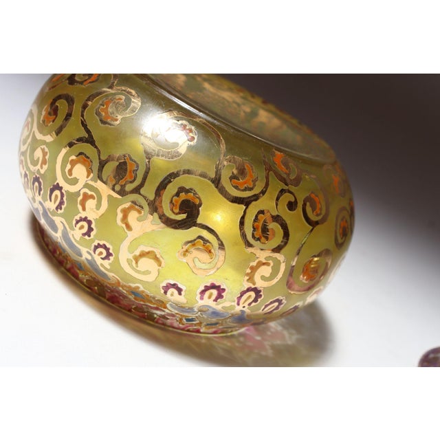 Vintage Bohemian Czechoslovakian Glass Powder or Trinket Jar With Crystal Finial For Sale - Image 12 of 18