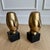 Pair of Villa & House Alberto Statues / Sculptural Bookends | Cycladic-Inspired Gold Leaf Metal on Black Marble Bases, Heavy For Sale In Chicago - Image 6 of 9