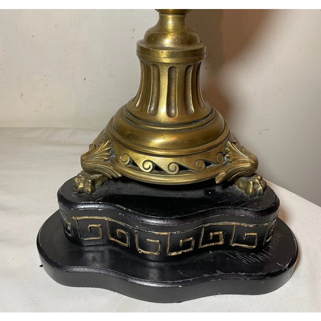 Bronze Early 20th Century Gigantic Pair of Gilt Bronze Neoclassical Candelabra Vase Flower Urn Table Lamps For Sale - Image 8 of 16