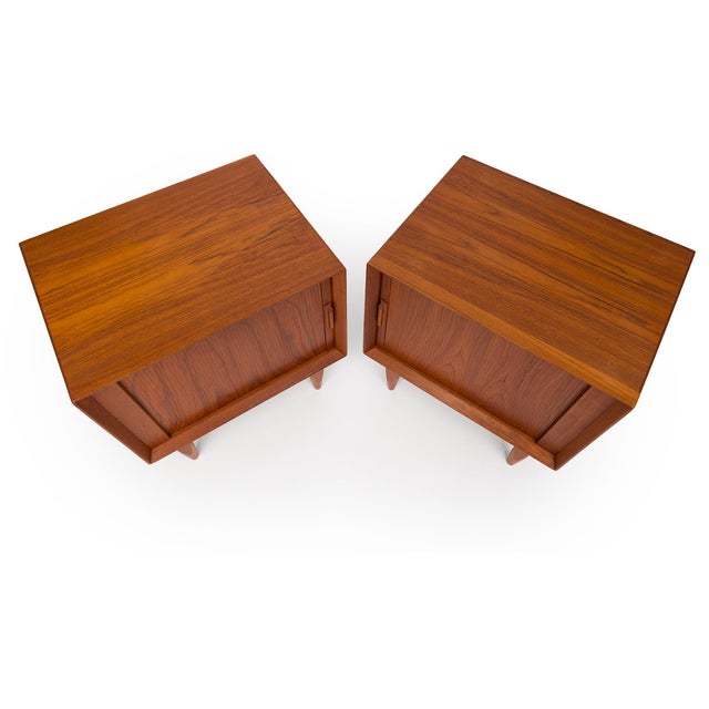 Vintage 1960s Danish Mid Century Svend Åge Madsen Teak Tambour Door Nightstands - Pair For Sale - Image 9 of 17