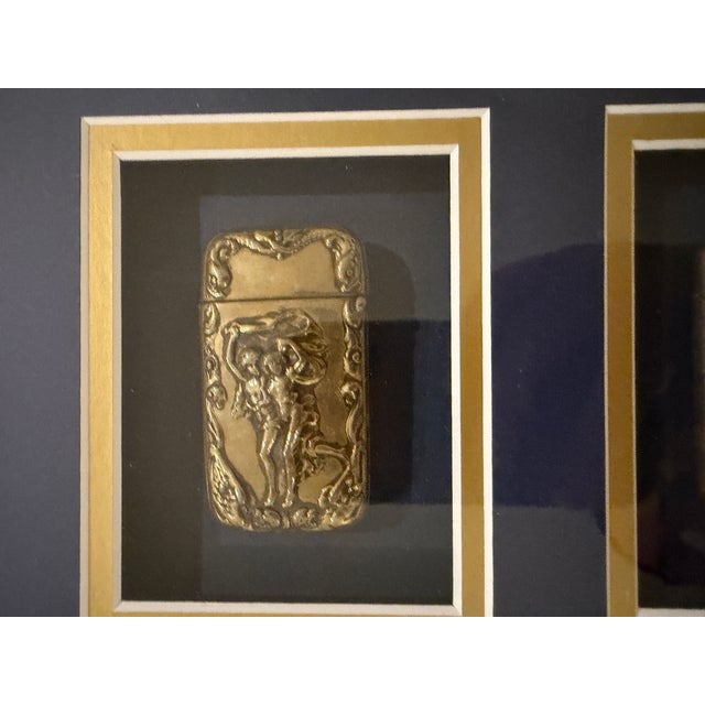 Framed Collection of Late 19th Twelve Antique and Vintage Match Safes / Vesta Cases For Sale - Image 15 of 16