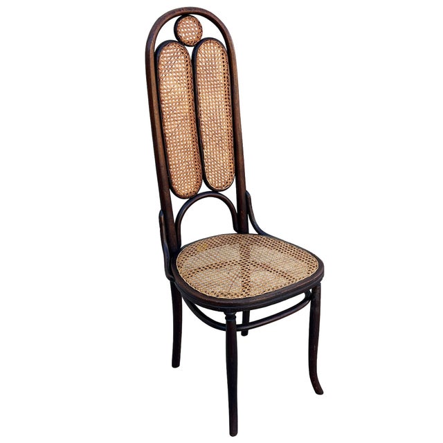 19th Century Vienna Secession Bent Oak & Cane High Back Side Chair No. 16 Attributed to Thonet, Pair For Sale In Los Angeles - Image 6 of 10