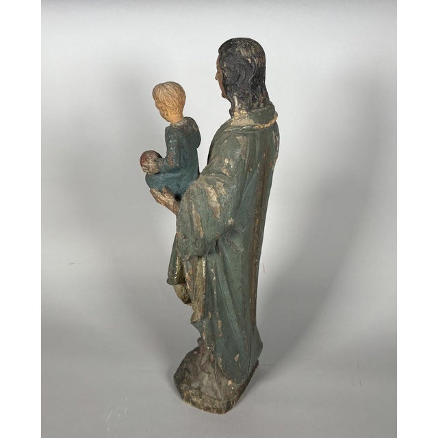 French Artist, The Virgin and Child, 18th Century, Polychrome Carved Wood For Sale - Image 3 of 8