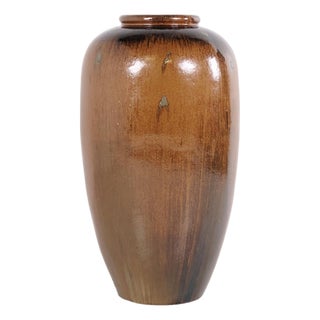 Ceramic Floor Vase with Brown Glaze For Sale