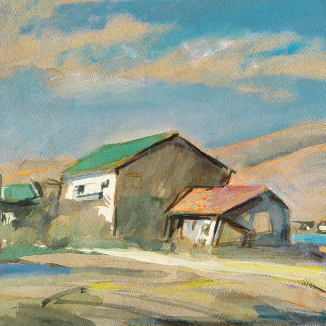 Traditional 'Bay Shanties, San Francisco' by Gordon Cope, Marin, California Landscape, Wpa Artist, 1950 For Sale - Image 3 of 10
