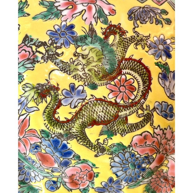 Ceramic Imperial Yellow Chinese Scalloped Eggshell 10.5” Bowl For Sale - Image 7 of 9