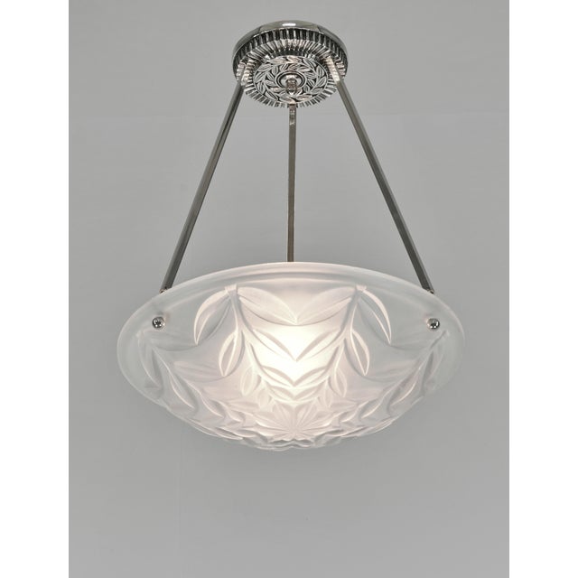 David Gueron Degue French Art Deco Pendant Light by Degue 1930 France For Sale - Image 4 of 13