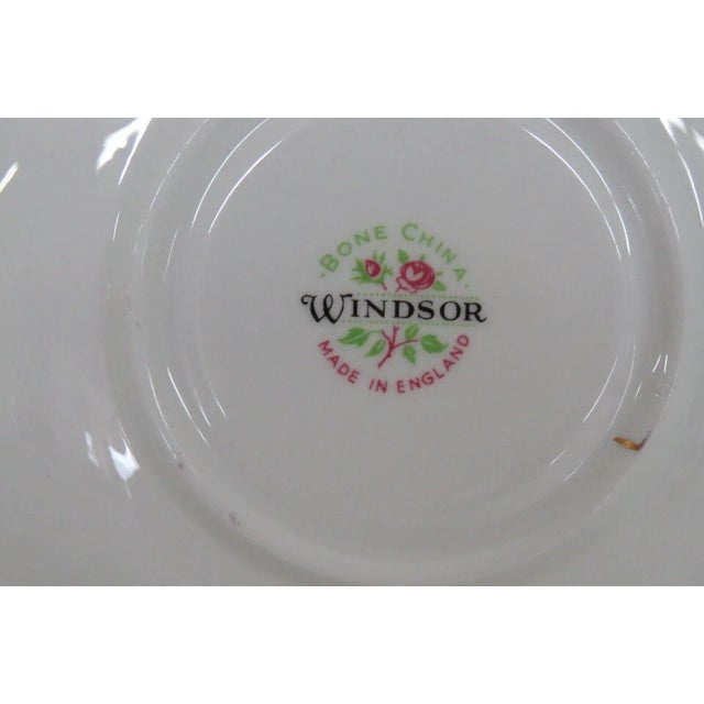 Mid 20th Century Windsor England Narcissus Daffodil Flower Bone China Teacup and Saucer Set For Sale - Image 5 of 12