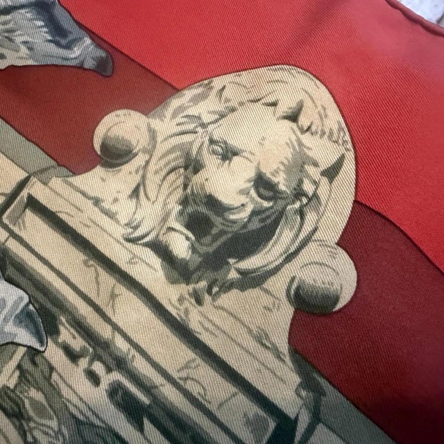 1995 Hermes Silk Carrè Scarf La Fontaine De Bartholdi For Sale - Image 11 of 13