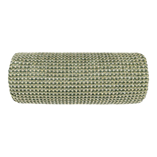 The House Of Scalamandré Heatherton Bolster Pillow In Moss For Sale