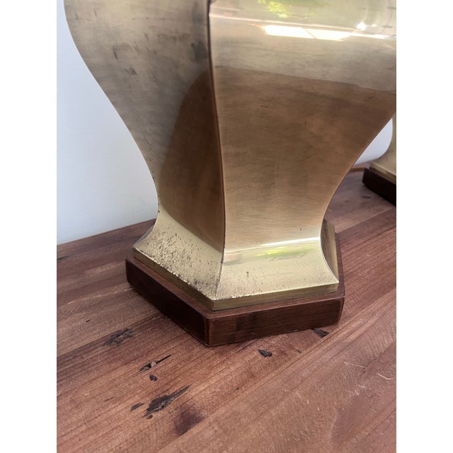 Late 20th Century Frederick Cooper Brass Faceted Ginger Jar Lamps-a Pair For Sale In Houston - Image 6 of 11