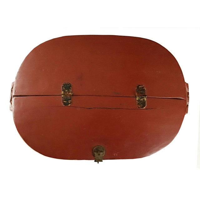 Vintage Chinese Red Painted Wood Box with lid. I bought this beautiful red Chinese box in ABC Carpet New York City in 2000...