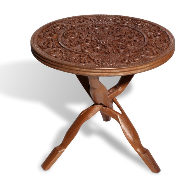 Carved Wood Accent Table Chairish