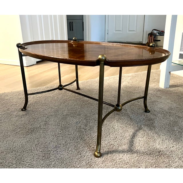 1960s 1960s Mid Century Modern Tea Table W/Wood Top & Brass Legs For Sale - Image 5 of 9