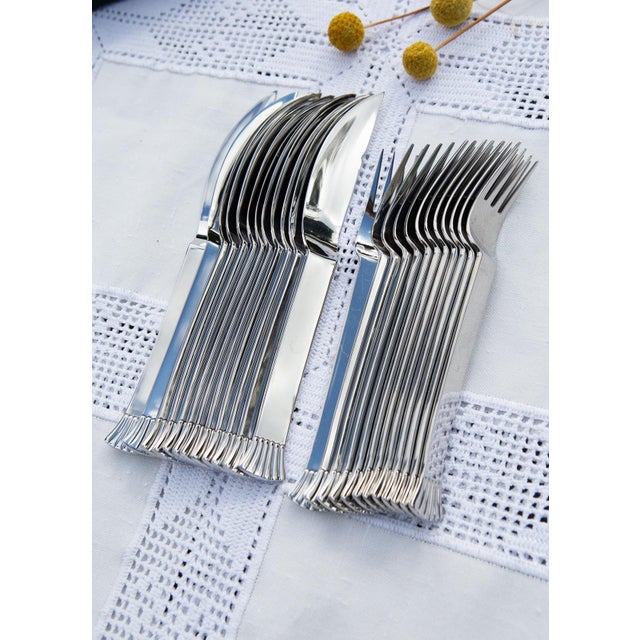 Silver Swedish Sea Shell and Fish Cutlery Service for 12 from Gense, 1990s, Set of 24 For Sale - Image 8 of 9