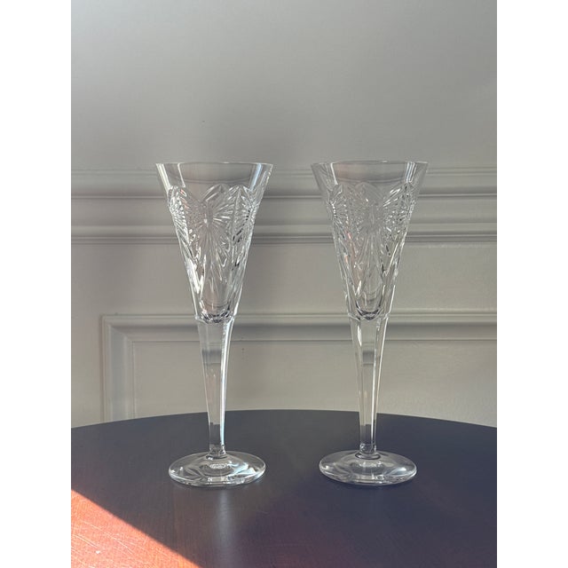 Traditional Vintage Waterford Toasting Fluted Glasses- a Pair For Sale - Image 3 of 10