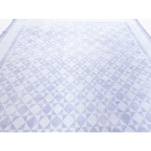 Blue Cotton Indian Rug For Sale - Image 8 of 9