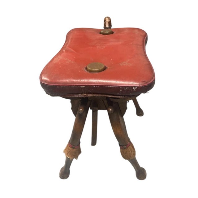 1980s Mid-Century Hand-Carved Egyptian Camel Saddle Stool For Sale - Image 4 of 9