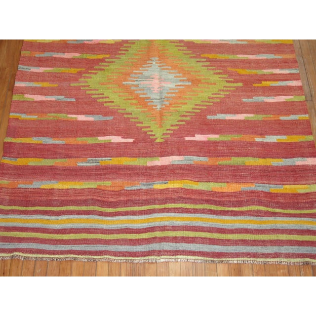 Contemporary Turkish Kilim Area Size Flat Weave Rug For Sale - Image 3 of 5