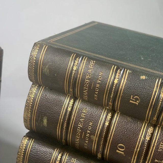 Green Antique Leather Bindings / Books - The Works of William Shakespeare - 15 Volumes For Sale - Image 8 of 18