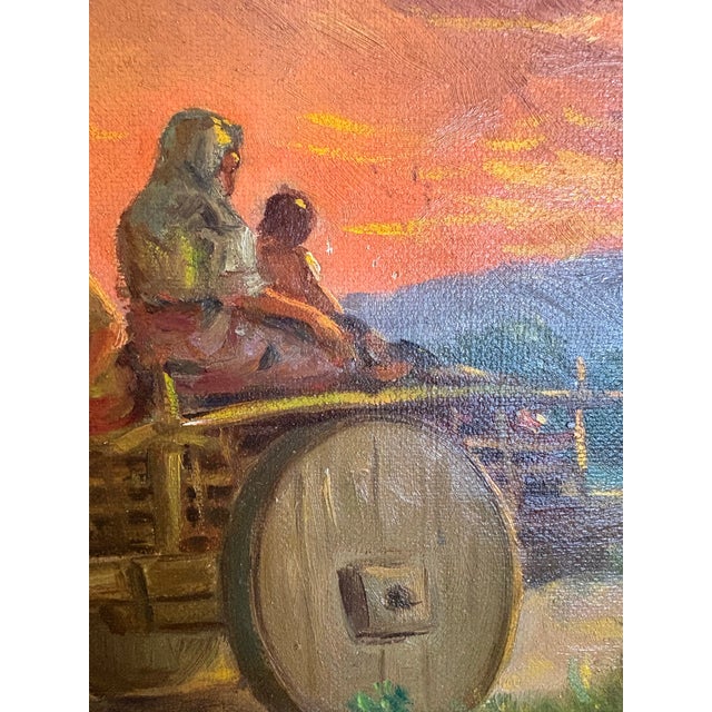 Midcentury Southeast Asian Oil Painting – Carabao Cart at Sunset “Homeward Bound” Signed by Listed Filipino Artist Jose Tinsay For Sale - Image 10 of 12