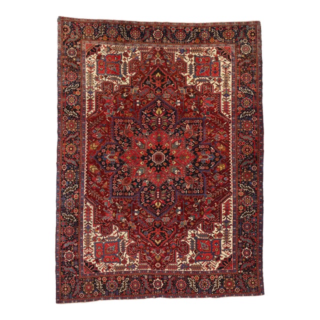 Vintage Persian Heriz Rug - 09'05 X 12'07 For Sale