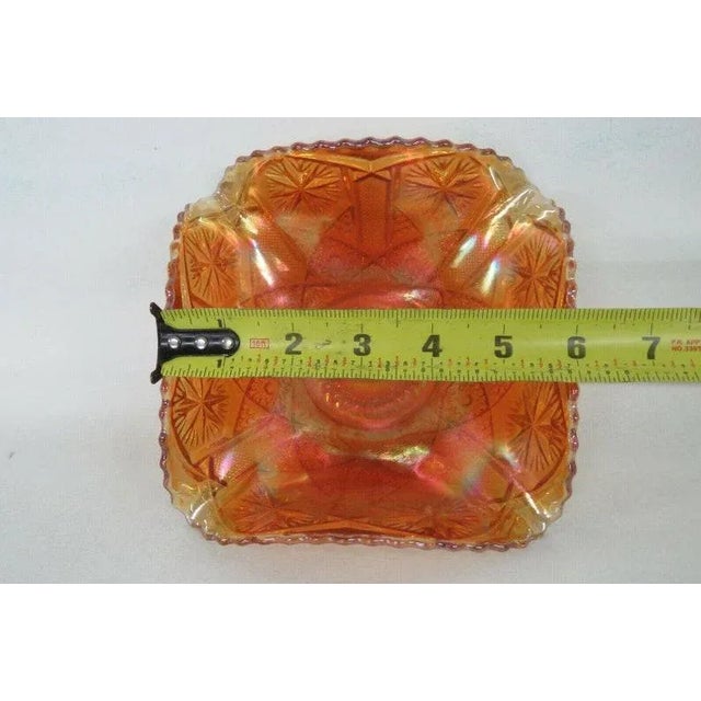 Late 20th Century Imperial Star and File Marigold Carnival Glass Ruffled Sawtooth Bowl Dish For Sale - Image 5 of 11