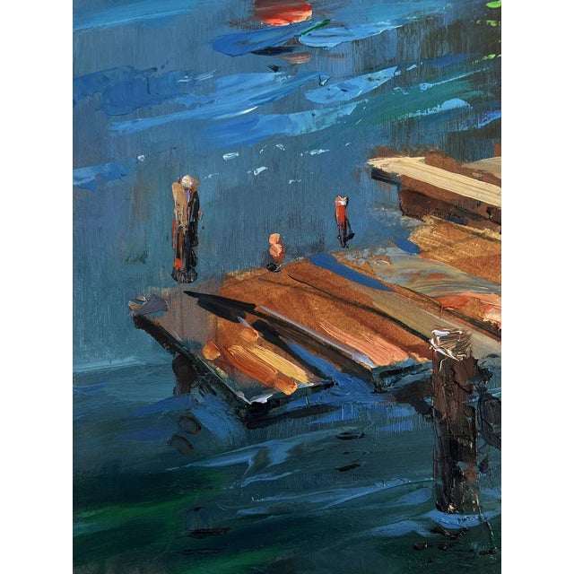 Paper Oil Painting Old Wooden Pier Leading Into the Sea Yuriy Suprunchuk For Sale - Image 7 of 9