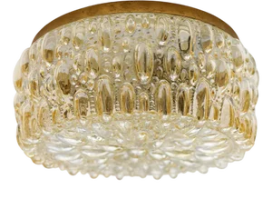 Amber Bubble Glass Wall Lamp or Flush Mount from Limburg, Germany, 1960s