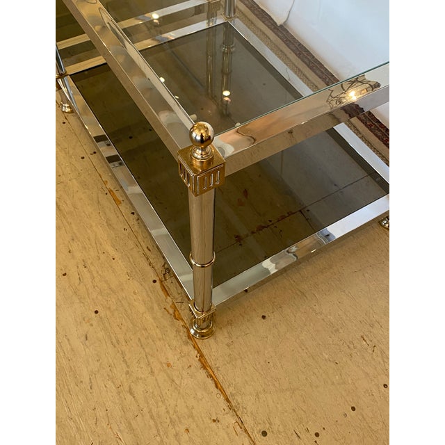Modern Chrome Glass & Brass End Tables-a Pair For Sale - Image 11 of 11