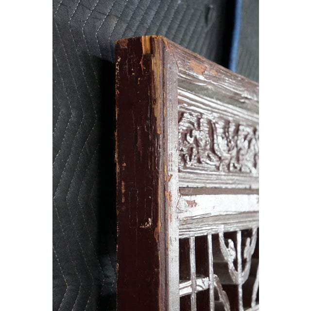 Wood Vintage Chinese Hardwood Pierced Lattice Wall Hanging Panels Screen Chinoiserie For Sale - Image 7 of 17