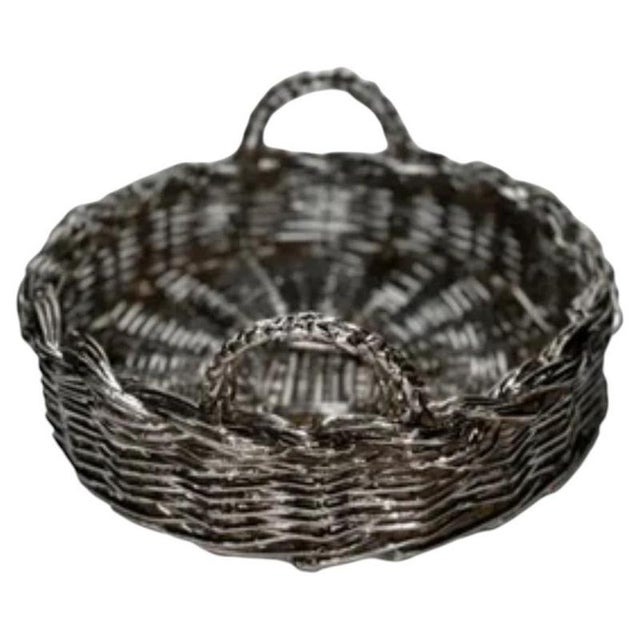Brown El 05 Decorative Basket in Metal-Plated Hand-Woven Wicker by Caspal For Sale - Image 8 of 8