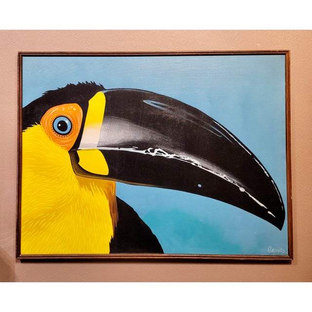 Campos - Portrait of a Toucan Bird -1960s Oil Painting American Expressionism - Oil painting on Canvas - Signed - Canvas...