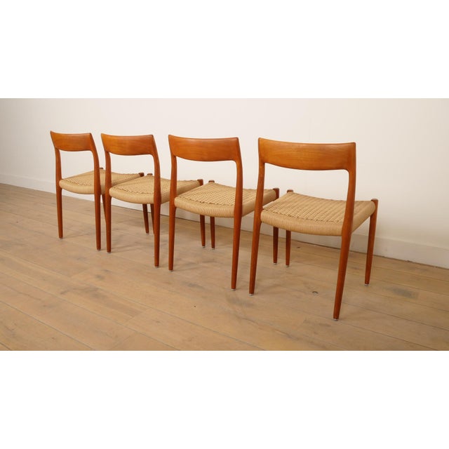 Papercord & Teak Model 77 Dining Chairs by Niels Otto Møller for J.L. Møllers, 1960s, Set of 4 For Sale - Image 13 of 16