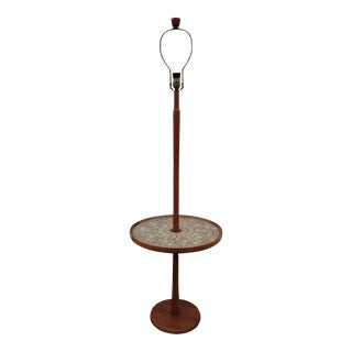 1960s Martz Teak Tile Top Table Floor Lamp For Sale