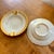 Pair of Mid Century, hand painted ashtrays in mint condition, Characterized by a heavy ruffled or "ripple" edge finished...
